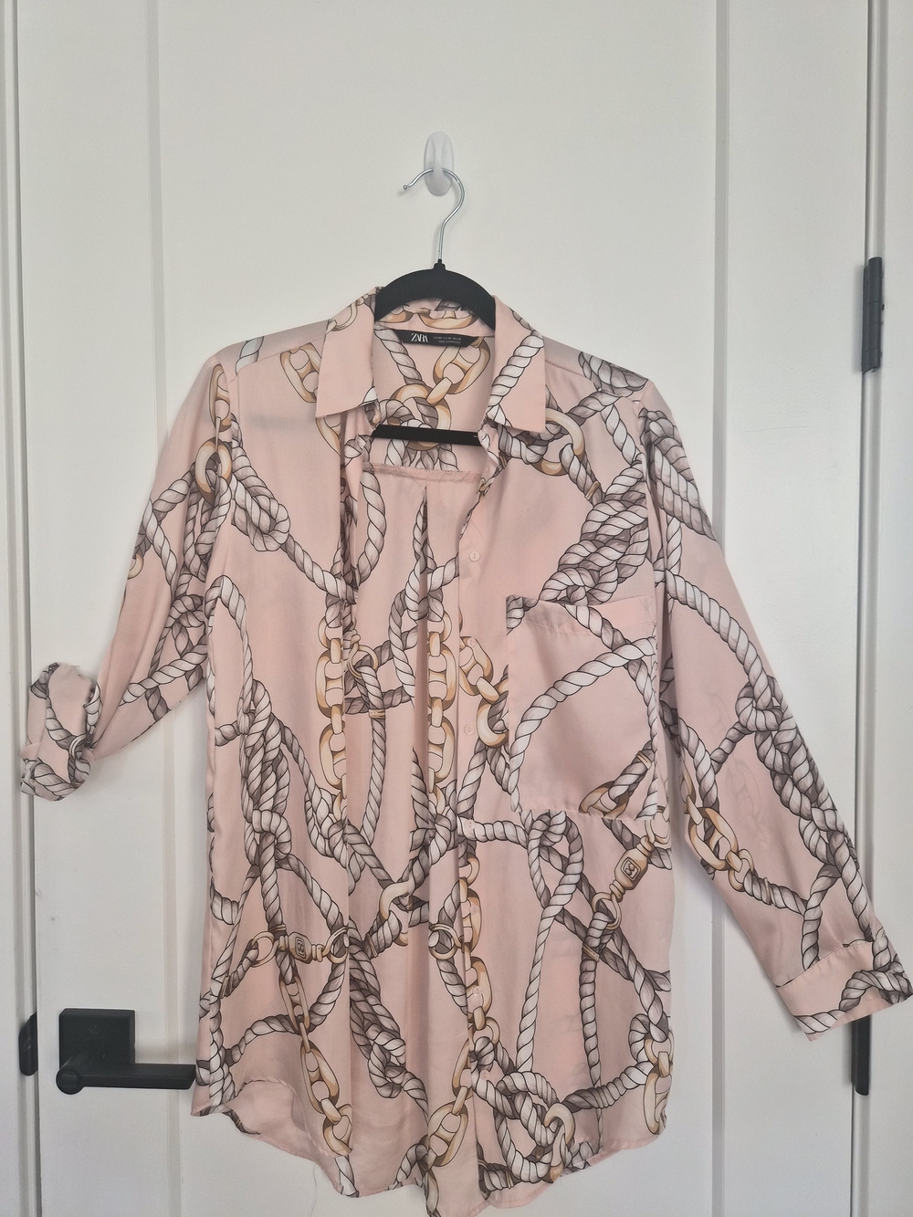 Zara Pink Rope & Chain Print Button-Down Shirt